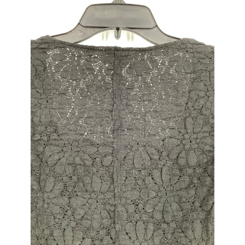 Lucky Brand Women's Small Jet Black Long Sleeve Textured Square Neck Top E12-4 - Picture 7 of 11